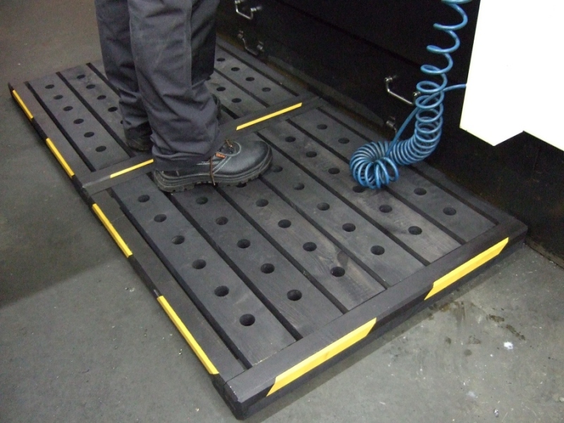 Wooden floor platforms. Work platforms